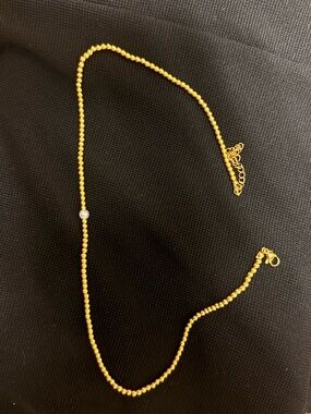 Gold Beaded Women’s Necklace with Clear Accent